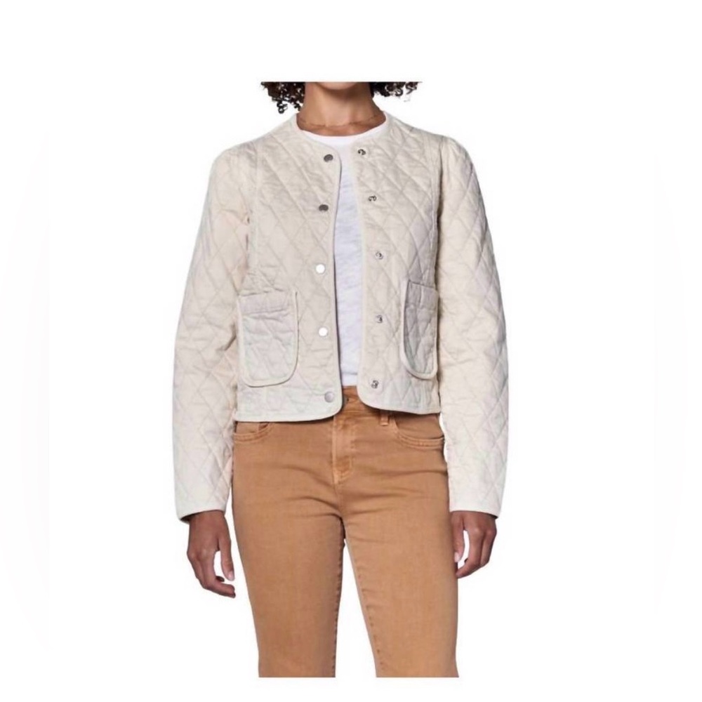 NWt DEAR JOHN DENIM kit quilted puff sleeve jacket in eggshell Anthropologie XS